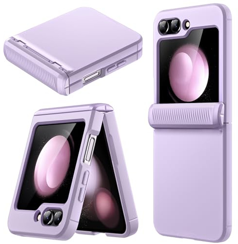 JETech Funda para Samsung Galaxy Z Flip 5 2023 con Protectora Bisagras, Carcasa Protección Escabrosa y Pesada PC Dura, Antihuellas Acabado Mate (Púrpura Claro)