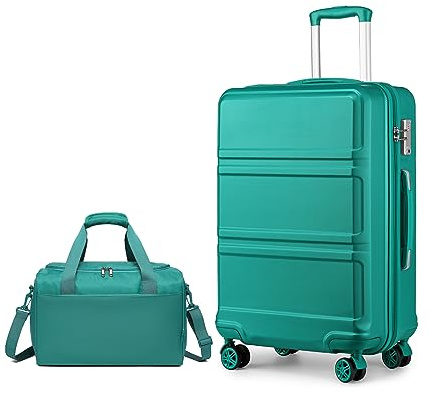 KONO Mittelgroß Reisekoffer Rollkoffer Set Gepäcksets 2 Teilig, 65cm Mittelgroß Trolley Koffer mit Ryanair Reisetasche 40x20x25cm, Türkis