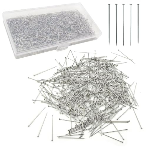 SenZee Alfileres de costura para costura, 1000 unidades, cabeza recta, alfileres de acero inoxidable, pin de satén fino para costura, tela, manualidades, fabricación de joyas, SZYU81