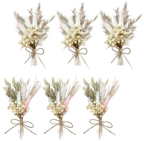 6 BüNdel Trockenblumenstrauß Klein, Mini Trockenblumen, Mini Getrocknete Blumenstrauss, Fotorahmen Zum Basteln Von Trockenblumen, Geeignet für Diy-Familienfeiern und Hochzeitsdekorationen