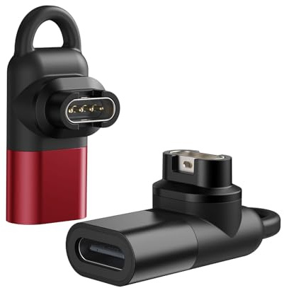MoKo 2 Pack Portable USB C Adapter Compatible with Garmin Watch | for Fenix, Forerunner, Vivoactive, Instinct, Venu Series, 90° L-shaped Design, Supports Charging & Data Sync