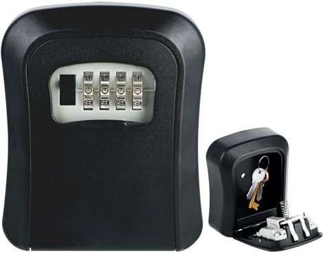wenrescry Schlüsselkasten Wandmontage, Kombinationscode, Wetterfest, Wasserdicht, Robust aus Zinklegierung+PVC, Sicherheitsbox für Schlüssel und Karten, Grau