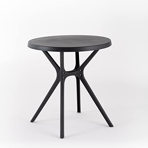 RATTATAN Ivan - Runder Tisch, 70 cm Durchmesser, aus Harz mit Glasfaser, modernes Design, geeignet für Innen- und Außenbereiche, geeignet für Bars, Restaurants, Eisdielen, Cafés (Anthrazit)