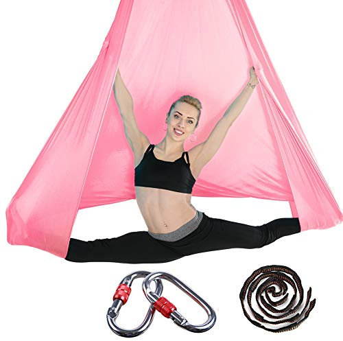 Aerial Yoga Tuch DIY Premium Silks Aerial Equipment Elastische Yoga Hängematte Tuch Sling Swing Vertikaltuch Yogatuch Hammock Fitness für Pilates Gymnastik Antigravity Inversionsübungen