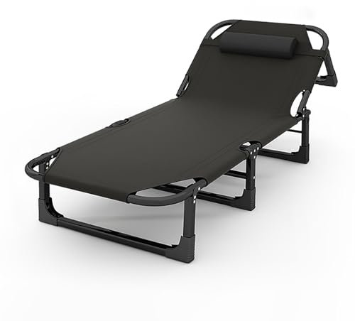 WANGCEPLSD Liege Klappbar, Campingbett in 4 Positionen Verstellbar, Tragbare Chaiselongue mit Abnehmbarem Kissen, Campingbett Klappbar für Terrasse, Rasen, Innenbereich(Small)