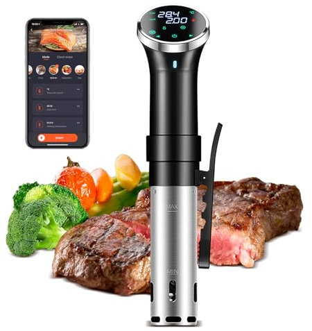 Sous Vide,Cocedor Sous Vide gran pantalla táctil 1100 watt cocina de precisión, circulador de inmersión, sous vide stick cocina de precisión (WiFi) con función APP