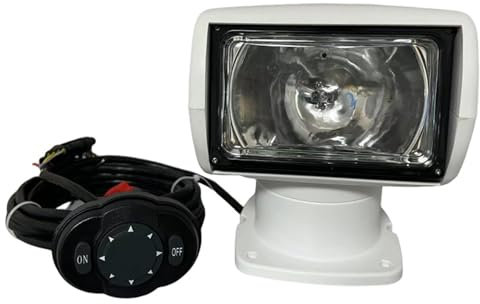 FOTN Projecteur halogène pour bateau - 24 V 100 W - 2500 lm - Rotation à 360° - Télécommande - Lampe de recherche portable avec base carrée - Étanche IP67