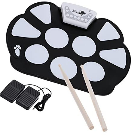 Elektronische Drum-Pads mit Pedal,Aufrollbar Elektronisches Schlagzeug mit Hochwertigem Klang für Anfänger,Begleitung Zum Lernen und Üben, Inklusive Drumsticks, USB-Kabel