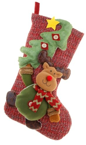 XCLLAM Christmas Stockings New Christmas Decorations Large Knitted Wool Socks Gift Bag Children's Candy Socks Pendant Christmas Socks Santa Stockings(Deer)