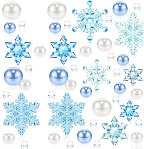 6106 pezzi di riempimento natalizio fiocchi di neve acrilici perline galleggianti acqua, perline gel, artigianato fai da te per le vacanze invernali, decorazione da tavolo (blu) (verde menta, taglia