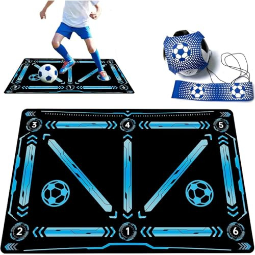 Tapis Entrainement Foot Antidérapant 90 X 60 cm Tapis d'Entraînement de Football pour Enfants Football Entrainement avec élastique extensible pour Améliorer l'entraînement au Dribble
