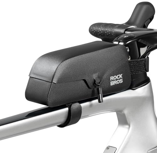 ROCKBROS 100 % vattentät cykeltopp tubväska med magnetiskt lock, dragkedja cykelram triangelväska hållbar och lätt 0,6 l/0,9 l, lämplig för gruscyklar, vägcyklar och MTB