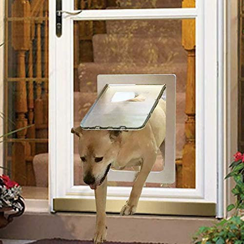 Porta magnetica extra large per cani con gattaiola con serratura automatica, scorrevole per cancello per animali domestici, facile da installare, design per tutte le stagioni, marrone (taglia: L)