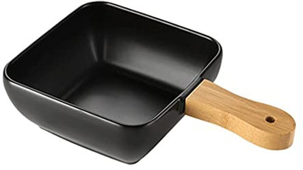 Cuencos para ensaladas con mango de madera creativo, plato de cerámica, suministros de cocina modernos nórdicos, plato hondo de gran capacidad, plato para ensalada de frutas, cuencos para sopa de
