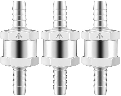 3 Pièces Clapet Anti-retour Unidirectionnel en Aluminium - 8mm, Clapet Anti-retour pour Tuyau de Carburant Accessoires de Contrôle pour Essence, Diesel, Huile, Eau
