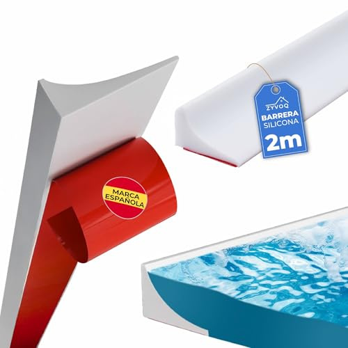 Barrera Agua Ducha 2 METROS 30x15mm Blanco. Perfil Silicona con AUTOADHESIVO. Barrera Agua Plato Ducha 3 cm Con Pegamento.Goma Mampara Baños y Cocinas. Embellecedor Encimera Cocina 30x15mm BLANCO.