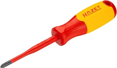 HAZET Elektriker-Schraubendreher, schutzisoliert 811KV-PH2, Rundklinge | Abtrieb Kreuzschlitz Profil PH, schutzisoliert, IEC 60900:2018, Länge l1 100 mm, Länge l2 215 mm, 113 g
