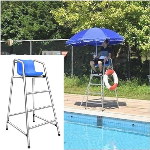 JYHHGDS Hoher Poolleiter-Rettungsschwimmerstuhl für Heimpools, Schiedsrichterstuhl für Sportwettkämpfe mit Schirmloch, Abnehmbarer Poolleiterhocker (150 cm hoch)