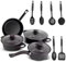 Home Vista Nonstick Pots and Pans Set, 13 Piece Kitchen Cookware with Lids, Non Stick Induction Hob Pans Set for Cooking - Dish Washer and Oven Safe Saucepan Fryingpan Utensils