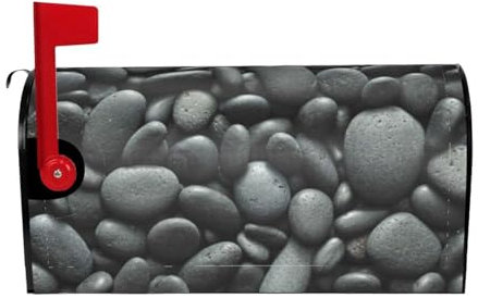 ESNAIUVCD Couverture magnétique imperméable pour boîte aux lettres - Motif galets noirs - 25,5 x 53,3 x 45,7 cm