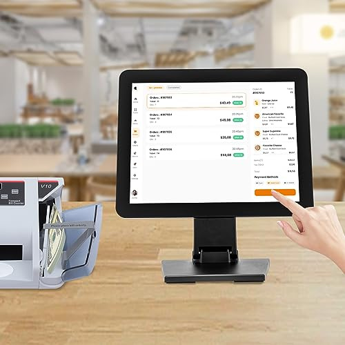 LOYEMAADE Display touchscreen da 15, regolabile da 0 a 90°, con HDMI, VGA, USB, 60 – 75 Hz, touch screen per computer per supermercato, catering, abbigliamento