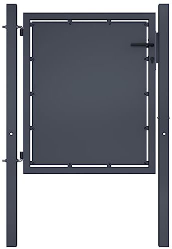 Emmtore Gartentor Gartentür Hoftor Hoftür Gartenpforte Zauntor Zauntür Doppeltor Tor Garten Zaun Pforte Doppelflügeltor Stahl Anthrazit,100 x 100 cm