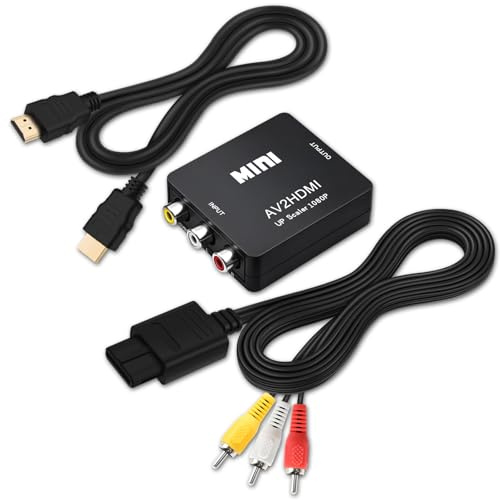 COMeap N64 AV Cable, AV to HDMI Converter for Nintendo 64 / Gamecube/Super Nintendo SNES, RCA to HDMI Converter with USB Power and HDMI 4K Cable 6ft, Support TV with RCA or HDMI Input