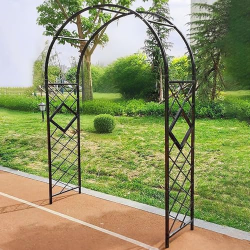 ZHMMJ Metal Garden Arch, Heavy Duty Garden Arbour, Steel Frame Arbor Trellis for Outdoor Climbing Plants Rose Archway Wedding Ceremony Party(140W x 220H)