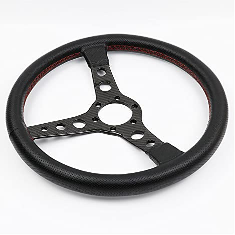 Volante Sportivo Auto,Volante Auto Universal 14inch / 345mm Real fibra di carbonio in fibra di carbonio Volante Volante Volante Drift Sport Sterzo(4)