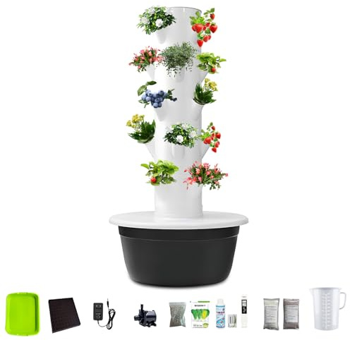 LIUWOPA City Farm Tour hydroponique – Jardin vertical sans terre avec arrosage automatique et minuterie, cultivez des herbes et légumes frais toute l'année, 5 couches – Noir