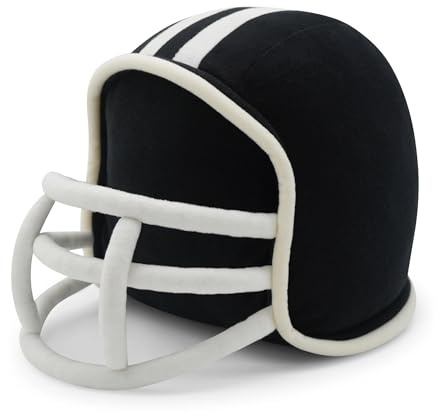 40YARDS American Football Kissen Helm | 3D Plüschkissen | Schwarz & Weiß | Weiches Kuschelkissen in Football Helm Form + Face Mask | 25x20x17cm | Football Deko und Footballgeschenk für Fans