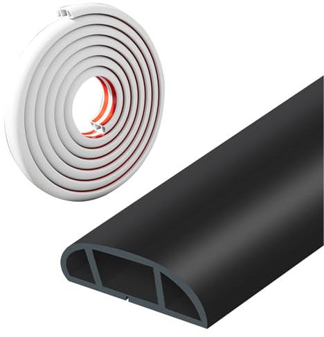 JSFYJZYZ Canalina Passacavi Adesiva, Design Spesso, Facile da Installare, Resistente All'usura e Al Calpestio, per Bagno e Cucina(Black)