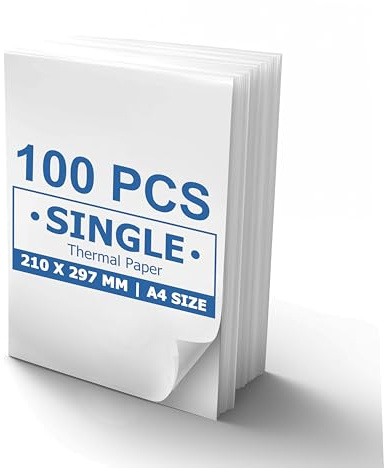 100 Sheets Thermal Printer Paper Single A4 White for Portable Printer, 8.27 x 11.69 Inches (210x297mm) A4 Paper Suitable with M08F M08D M832 M833 M834 Q302 Inkless Printers, Wireless for Home Use