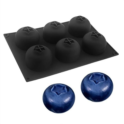 Molde de silicona para hornear de 6 cavidades de arándanos – Molde antiadherente en forma de fruta, molde de silicona resistente al calor de grado alimenticio para pudín de chocolate, gelatina de