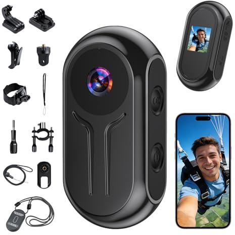 Kaelera Mini Action Cam 2K, Telecamera Moto Portatile Sportkamera WiFi, 120° Videocamera Sport Videocamera POV Vlog Fotocamera Magnetica per Ciclismo Moto Conferenze Viaggio