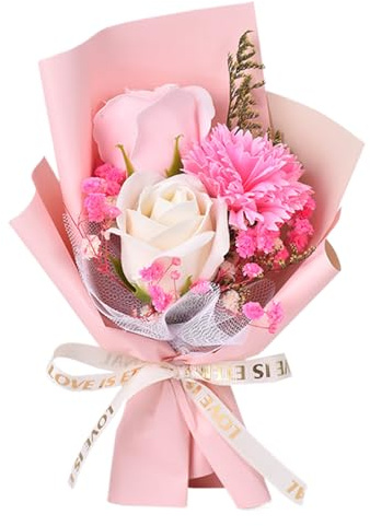 Arreglo Floral Elegante de Rosas Artificiales en Jabón, Bouquet de Flores Preservadas, para Mamá, Colegas, Amigos, Día del Maestro, Día de la Madre, Graduación, Aniversarios