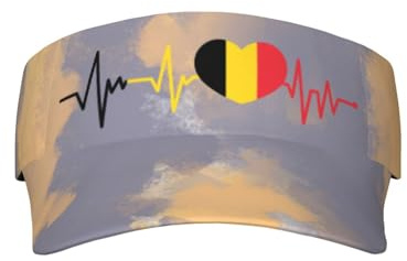 Viseras Latido del Corazón Belga Amo Bélgica Bandera del Corazón Visor Cap Unisex Gorras Transpirable Gorra De Golf para Adulto Running Ciclismo