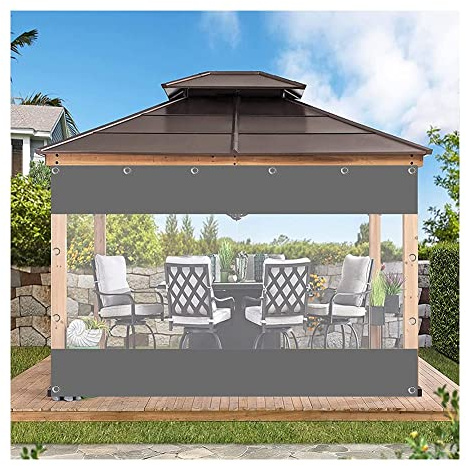 Waterproof Vinyl Tarp Curtains, 0.6mm Thick, Outdoor Side Panel with Eyelets, Windproof for Deck & Patio, Ideal for Pergola & Porch Cover