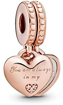 PANDORA ROSE Charm-Anhänger Mutter & Tochter Herzen Zirkonia Emaille silberfarben 782072EN23