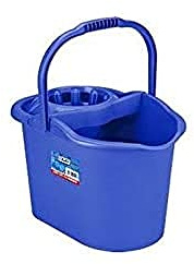 P.L.A. Pla Eimer mit Abtropfsieb, rechteckig, Schwarz/Grün, 14 l