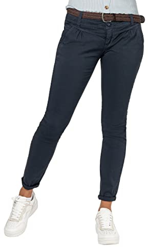 Urban Surface Damen Chino Stoff-Hose mit Flecht-Gürtel