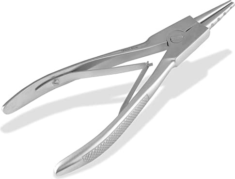 Piercing Ringöffnungszange Klemme Pierzingzange mit 4 Kerben 16 cm | Nasen Ringöffner Zange aus Edelstahl für Piercings, Klemmkugelringe, Nasenringe oder Schmuckdesigner