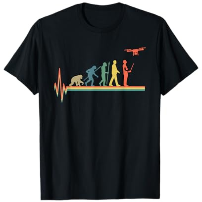 Evolution Herzschlag Drone - Lustiges Retro Drohnen T-Shirt T-Shirt