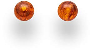 DUR Damen Bernstein Ohrringe aus Sterling-Silber und Bernstein in der Farbe Silber-Braun-Orange, Maße: 9mm, O5124