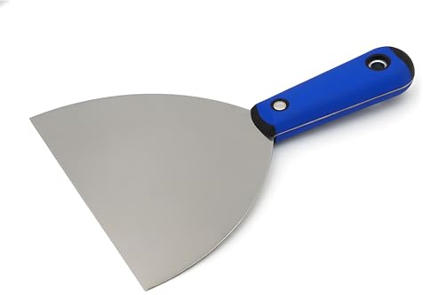 DEWEPRO Spatola 150 mm In Acciaio Inox Lucidato 0,7 mm Con Impugnatura Ergonomica 2K – Spatola Larga Per Lisciare, Stucco, Rasatura E Rimozione Carta Da Parati