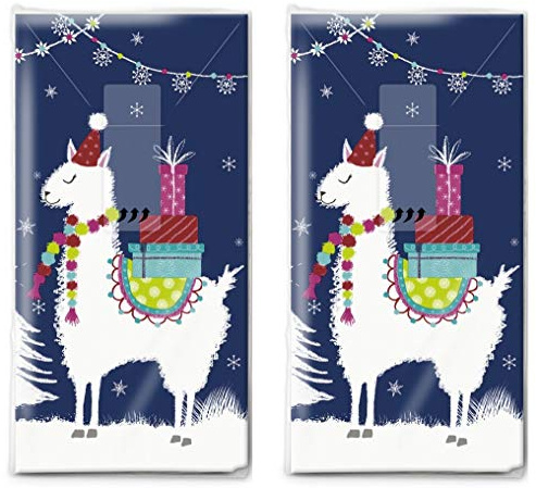20 Taschentücher (2x 10) Lama mit Weihnachtsgeschenke als Zugabe für Weihnachten