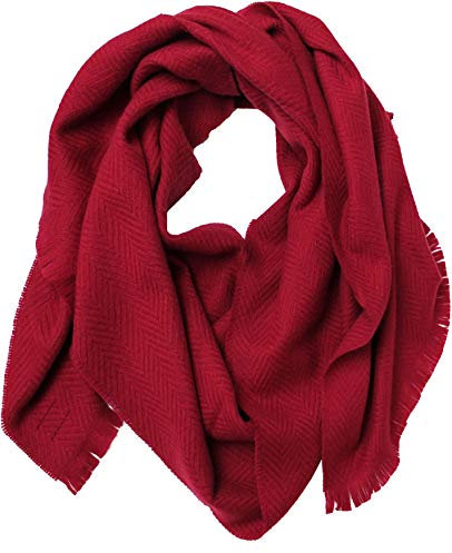 Kaschmirschal Wollschal Damenschal Winterschal Herrenschal Fischgrat rot 200 x 49 cm Made in Germany W-8