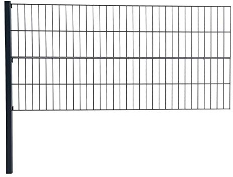 ESTEXO Doppelstabmattenzaun Gitterzaun Drahtgitter Garten-Zaun Stabmattenzaun Pfosten Zaunset Komplett-Set Erweiterungs-Set oder einzelne Pfosten oder Eckpfosten (RAL 7016 / Erweiterungs-Set 80 cm)