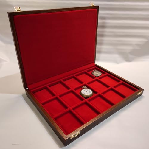 Uhrenbox für Taschenuhren (rotes Samt auf dem Foto)