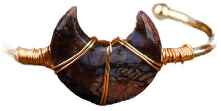 Edelstein Armband, Kreativer Mond Natürlicher Feuerwerksstein Offene Manschette Armreif Freundschaftsarmband Charm Chakra Armbänder Edelstein Energie Glücksgeschenk Für Frauen Prom Party Schmuck